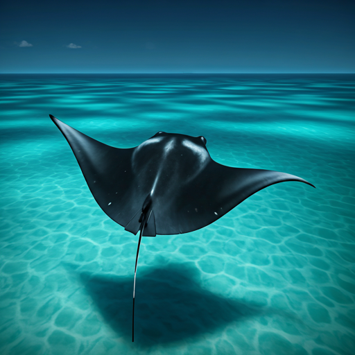 A majestic manta ray gliding through a channel dive in the Maldives.